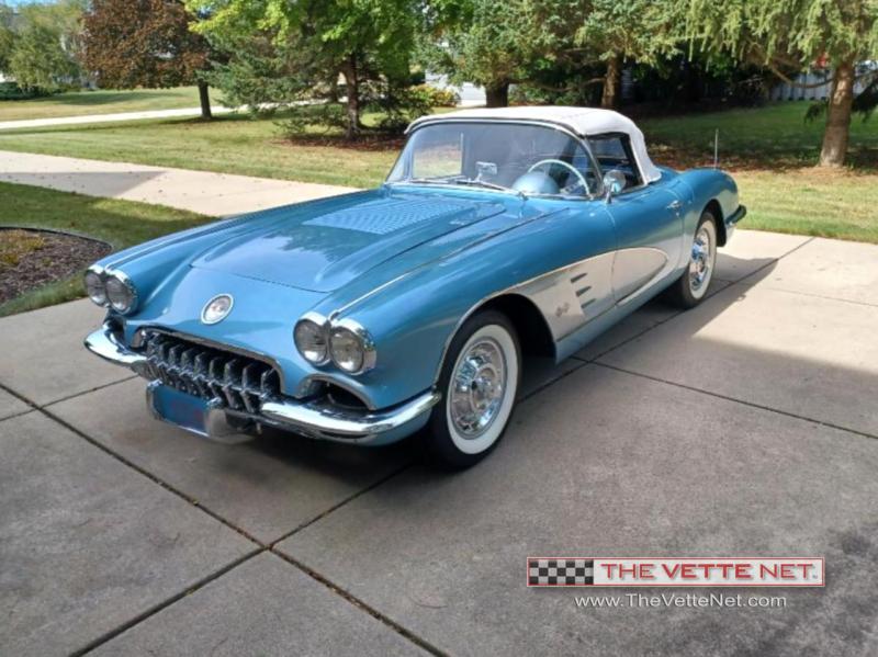 1958 Silver Blue/Silver Chevy Corvette Convertible