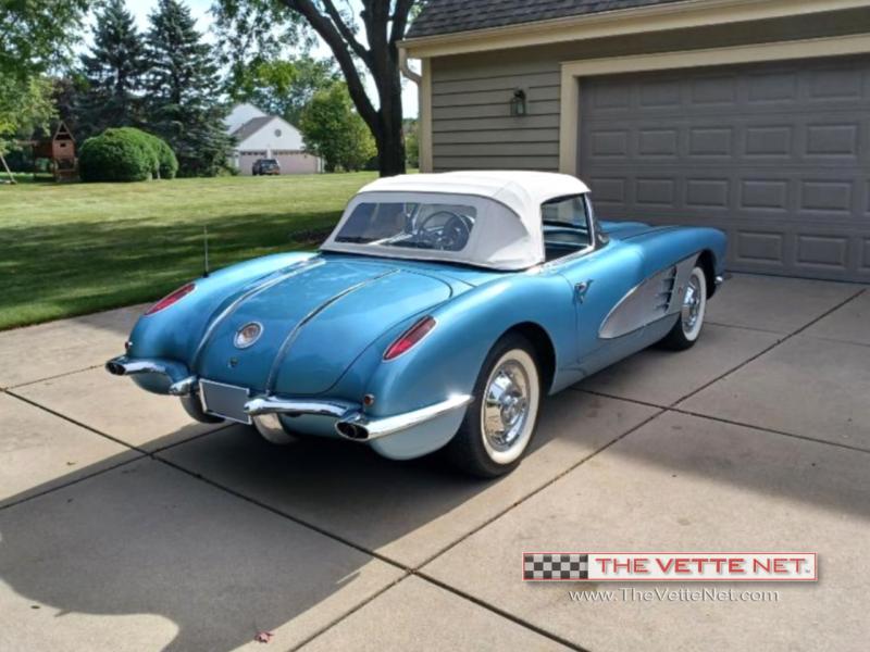 1958 Silver Blue Chevy Corvette Convertible