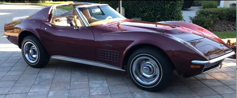 1970 Maroon Chevy Corvette T-Top